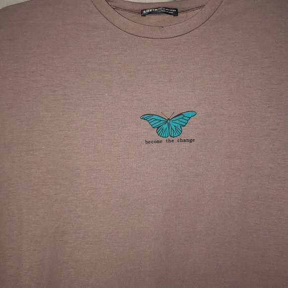 SHEIN Butterfly T-shirt logo “Become The Change” - Picture 2 of 12